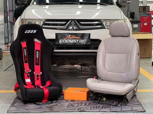 Latest company case about 2015 Mitsubishi Pajero 3.0L Upgraded with EDDY Racing Seats