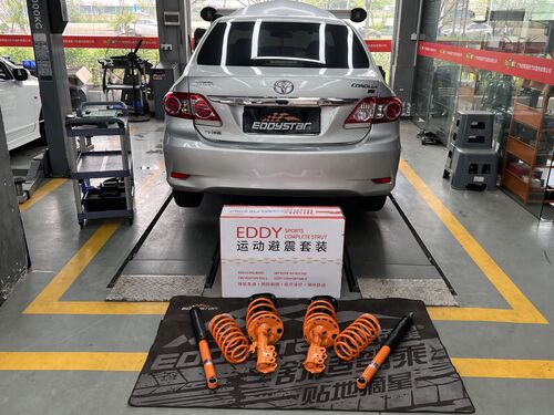 Latest company case about 2012 Toyota Corolla 1.6L upgraded with EDDY sport suspension kit, refreshed stance and high-speed performance