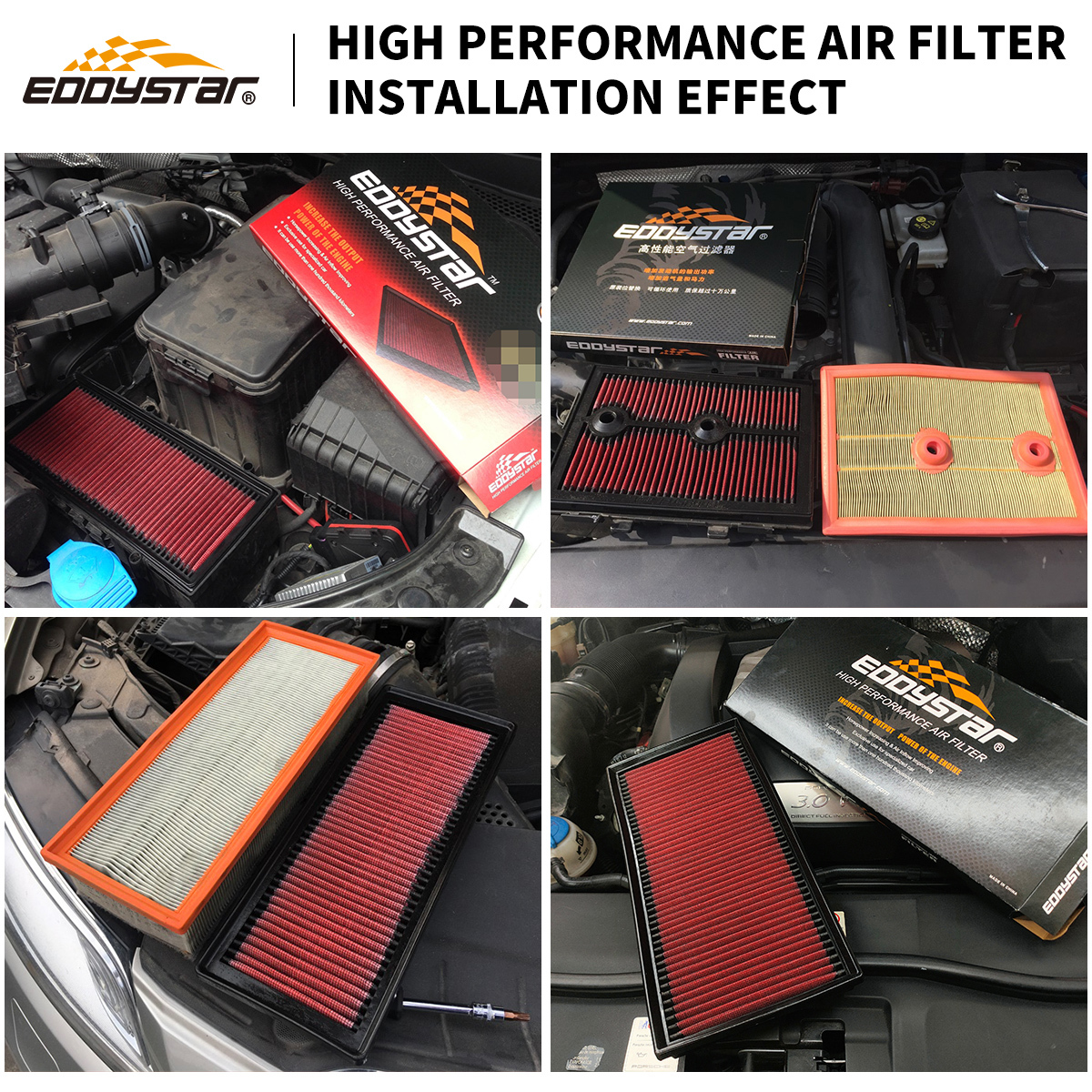 High-filtration efficiency EDDYSTAR air filter car fit for Mini R50 ...
