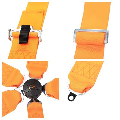 EDDYSTAR Nylon Drift Car Racing Seat Belt Orange Color 5 Point Seat Belt