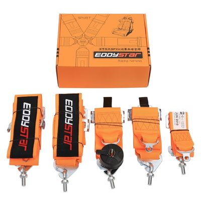 EDDYSTAR Nylon Drift Car Racing Seat Belt Orange Color 5 Point Seat Belt