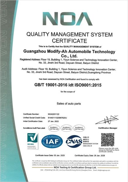 China GUANGZHOU MODIFY-AH AUTOMOBILE TECHNOLOGY CO., LTD certification